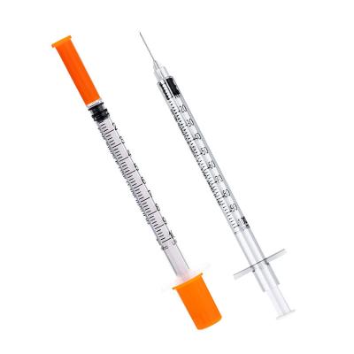 China orange pp Material medical disposable insulin syringe for sale