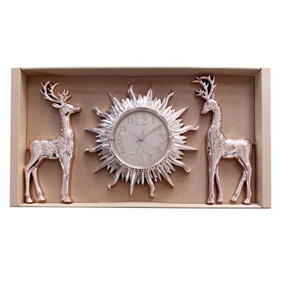 China Modern European Amazon Style Deer Clocks Promotion Clocks Home Cartoon Wall Clock NE-AF2301 for sale