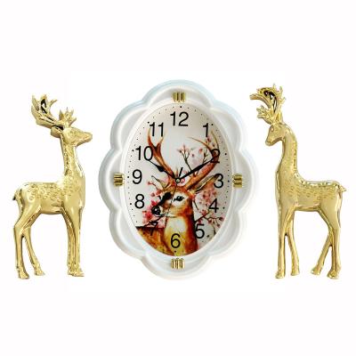 China Modern European Style Deer Clocks NE-AF626 Bed Room Clocks Cartoon Home Wall Clock for sale