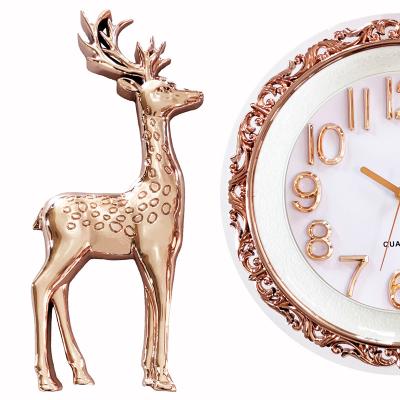 China Modern Bed Room Clocks European Style Deer Clocks Home Cartoon Wall Clock NE-AF2854 for sale