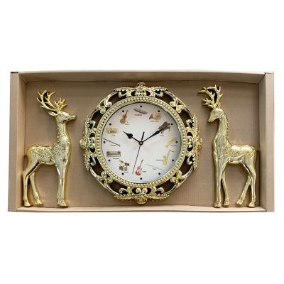 China Modern Three Pieces Of A Set Plastic Deer Wall Decoration Clock For Living Room NE-AF864 for sale