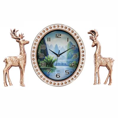 China Modern Cheap European Deer Clocks Wall Customized Cartoon Home Wall Clocks NE-AF803 for sale