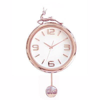 China Modern European Deer Shapes Pendulum Wall Decoration Synchronize Home Wall Clock NE-LP2767 for sale