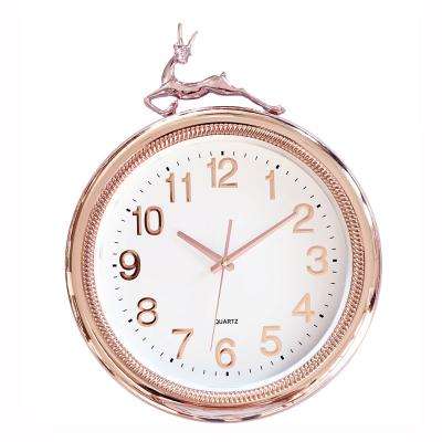 China Modern European Round Deer Clocks Wall Bed Room Clocks Home Cartoon Wall Clock NE-L767-1 for sale