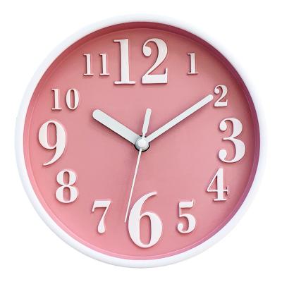 China Casual Economic Custom Design 7 Inch Simple Home Decoration Plastic Round Wall Clock NE-2824 for sale