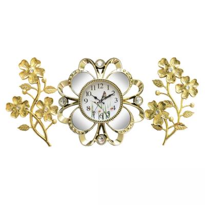 China Good Quality New Arrivals Casual Living Room Flower Shape Diamond Mirror Wall Clocks Decorative NE-F956 for sale