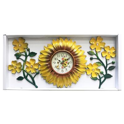 China Custom OEM Logo A Sunflower Diamond Wall Clock Light Yellow Casual Wall Clock NE-F893 for sale