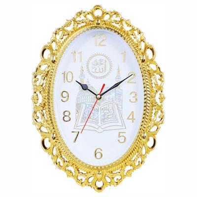 China Islam Modern Classic Oval Plastic Wall Clock With Azan NE-8781 New Design Muslim Wall Clocks With Number for sale