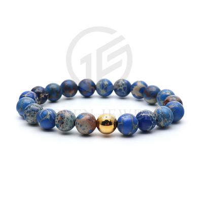 China FASHIONABLE 8MM Natural Lava Stone Tiger Eye Beaded Bracelet 316L Stainless Steel Beads Bracelet for sale