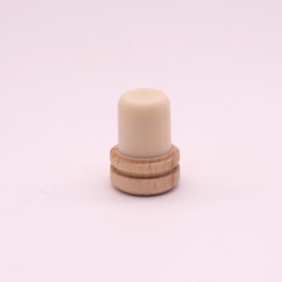 China Corrupt/Resile/Contain No Glue Customized Luxury Natural Wooden Top Cap T Shape Bar Wine Spirits Synthetic Color Cork Bottle Stopper for sale