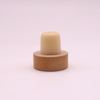 China Spoil / Resile / Contain No Glue 21.5mm 23.5mm Wooden T-Shape Embossed Synthetic Wood Cork Stopper For Spirit Whiskey Tequila for sale