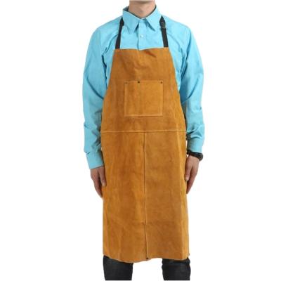 China Fire Proof Yellow Cow Leather Welding Apron for sale