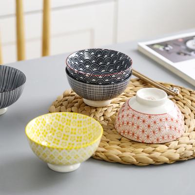 China 2021 Japanese Style Viable Wholesale Stoneware Small 4.5 Inch Soup Bowl Ceramic Rice Bowl for sale