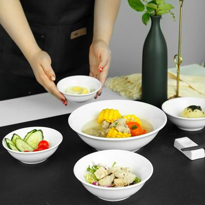 China Viable Wholesale High Grade Japanese White Dinnerware Bowl Tableware Rice Noodle Soup Ceramic Dinnerware Set for sale