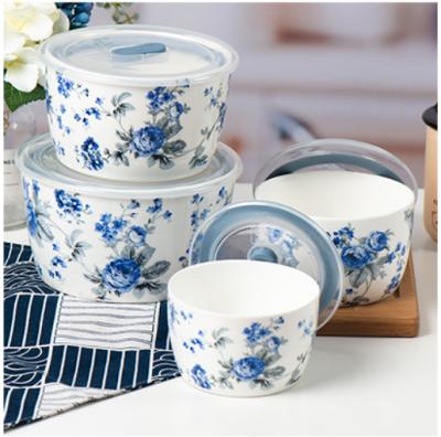 China Sustainable Fresh Sealed Ceramic Bowl Seal With Decorative Lid Bowls for sale