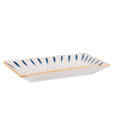 China Color Luster Sustainable Ceramic Nordic Noodle Bowl With Blue Handle Household Salad Bowl Dishes Antique And White Cooking Bowl for sale