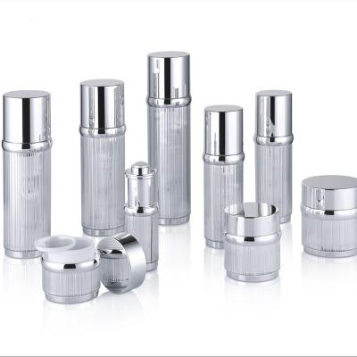 China 30ml 50ml 100ml Cosmetic Silver Transparent Plastic Acrylic Luxury Airless Lotion Pump Bottle for sale