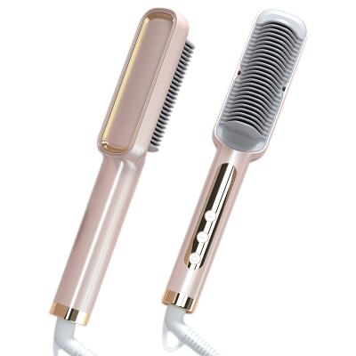 China New Style Outdoor Flat Irons Straighten Brush PTC Heating Comb Hair Styler Wrinkling Iron Straight Hair Straightener Comb for sale