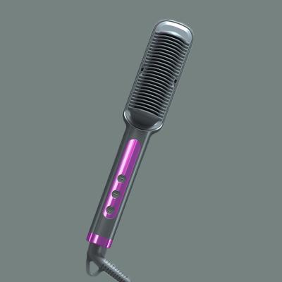 China Outdoor Fashion Electric Hot Hair Straightening Brush Fast Heat Up Portable Ionic Hair Comb for sale