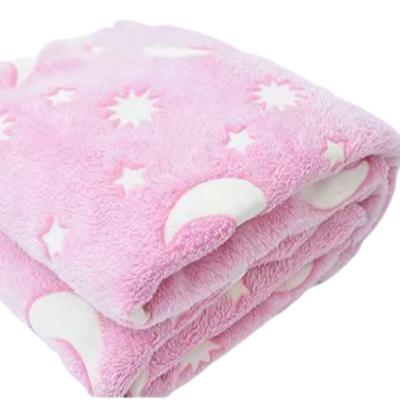 China Viable Cool Color Portable Soft Flannel Blankets Warm Blankets Glow In The Dark Stars Blanket for sale