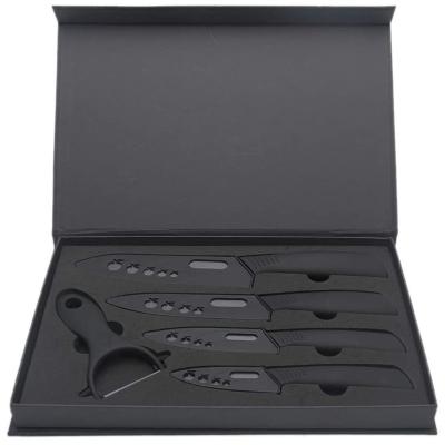 China Viable Hot Selling Amazon Gift Box 5 Pcs Ceramic Knife Set With Black Blade For Kitchen for sale