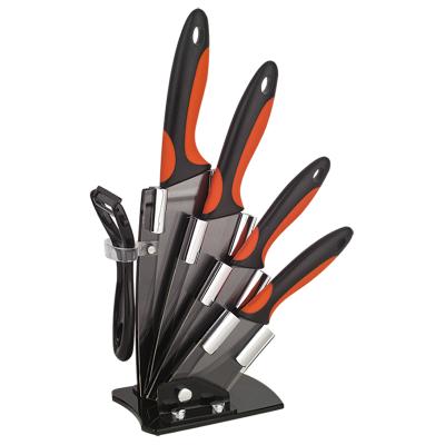 China Viable Factory Direct Supply Professional Made Black 6 Pcs Ceramic Knife Set With Acrylic Holder for sale