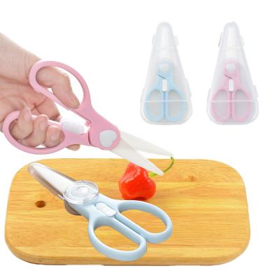 China PP+ TPR Detong 6 Inch Ceramic Baby Food Scissors With Protective Cover For Kids for sale