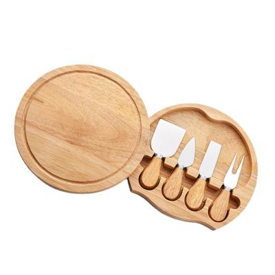 China Amazon Hot Sale Butter Cutter 4 Pcs Stocked Natural Wooden Cheese Knife With Cutting Board Set for sale