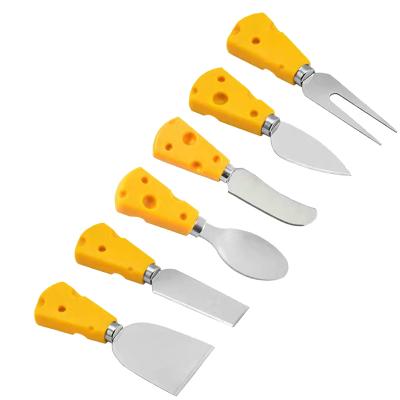 China Factory Stocked Supply Beautiful 6 Pcs Kitchen Accessories Butter Cutter Cheese Knives Set With PP Handle for sale