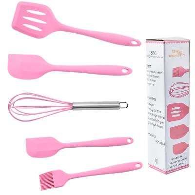 China Wholesale Kitchen Utensils Kitchen Accessories Set Utensil 5pcs Silicone Stocked Cooking Tools for sale