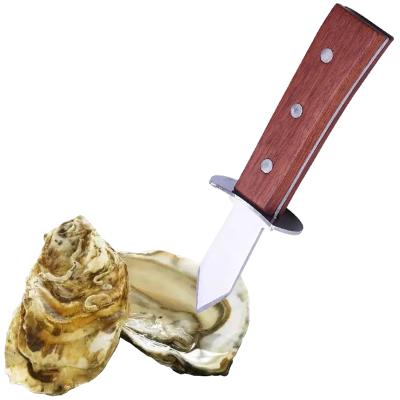 China Popular Oyster Stocked Seafood Tool Stainless Steel Oyster Knife Shucker Shuckers With Wooden Handle for sale