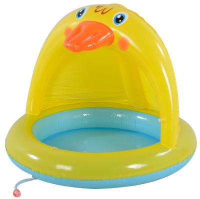 China Eco-friendly 0.23mm PVC Duck Baby Inflatable Pool With Canopy Inflatable Swimming Pool Kids Pool for sale