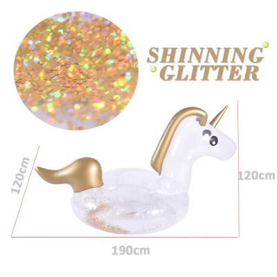 China Phthalate Free PVC 6P Wholesale Adult Inflatable Glitter Unicorn Pool Swimming Float Inflatable Animal Toy for sale