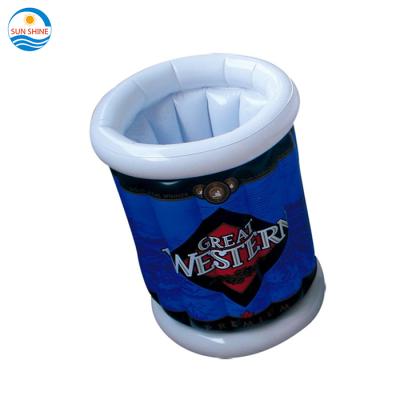 China Viable Custom Printed Inflatable Ice Bucket For Travel PVC Inflatable Inflatable Ice Bucket Beer Bucket For Promotion Floating Drink for sale