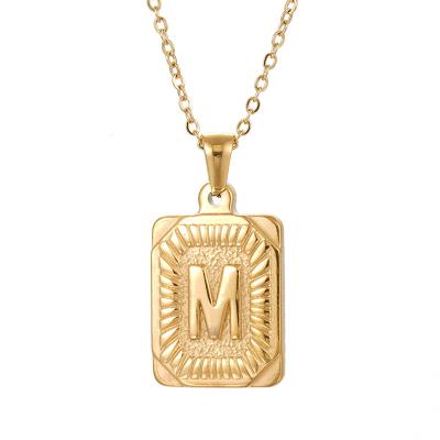 China Fashionable 18K Gold Initial Necklace Stainless Steel Initial Letter Pendant Necklace For Women Jewelry for sale