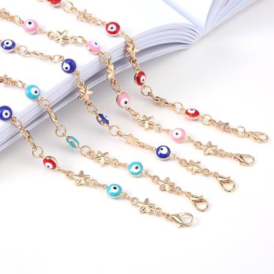 China Fashionable High Quality Colorful Evil Eye Bracelet Gold Plated Star Pentagon Friendship Bracelet For Women Jewelry for sale