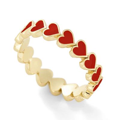 China Trendy Y2K Gold Heart Rings Enamel Colorful Minimalist Heart Rings Statement Rings For Women Jewelry for sale