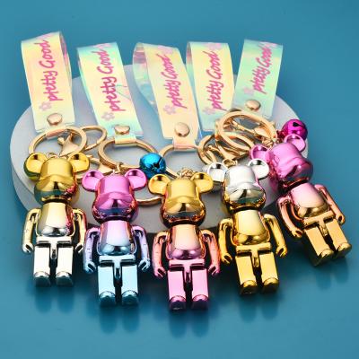 China Fashionable Cute Bear Bag Cartoon Jelly Color Violent Bear Keychain Acrylic Key Chain for Women and Men for sale