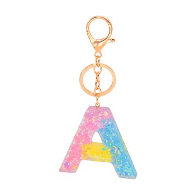 China Fashionable Wholesale Acrylic Initial Car Key Chain Bag Resin Candy Color Initial Key Chain for Women and Men for sale