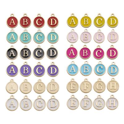 China TRENDY 26pcs Letter Initials Charm Multicolor Double Sided Enamel Alphabet Initial Charm For DIY Jewelry Bracelet Making for sale