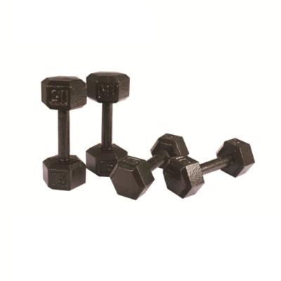 China Paint Black Paint Baking Hex Cast Iron Dumbbell for sale