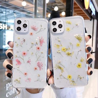 China Real Anti-fall Flower Glitter Clear Dry Case For iPhone 12 Pro Max XR X XS 7 8 Max Plus Transparent Epoxy Star Cover For iPhone 11 Pro Max for sale