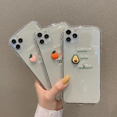 China 3D Peach Avocado Shockproof Cute Soft Clear TPU Phone Case For iPhone 13 12 11 pro X Max XS Max XR 7 8 Plus Lovely Back Covers for sale