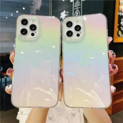 China Anti-drop Rainbow Transparent Gradient Soft Phone Case For iPhone 12 11 pro XR Max XS X Max 7 8 Plus Clear Shockproof Bumper Back Cover for sale