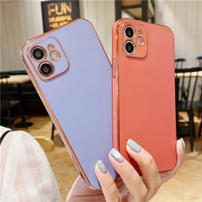 China Factory Wholesale Shockproof Plated Matte Gold Phone Case For iPhone 13 12 11 pro XR Max X XS 7 8 Plus Soft TPU Plating Cover for sale