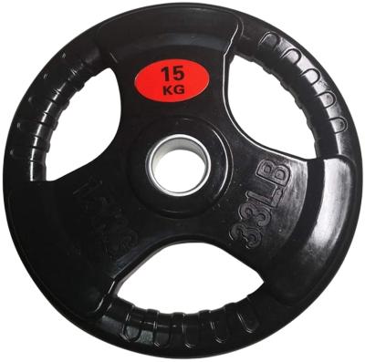 China Universal Rubber 15KG Barbell Plates Weightlifting Barbell Plates With 5cm Hole for sale