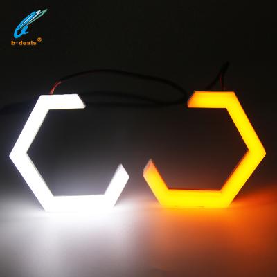 China Soft Light Roller Coaster Hex Angel Eyes White &Yellow Hex Halos 70MM 80MM 86MM 90MM for sale