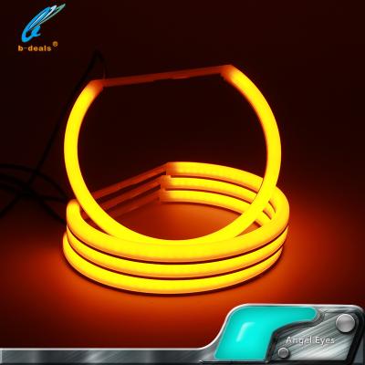 China Double white&amber 131mm cover milk white roller coaster color led angel eyes for BMW e36 e46 spotlight car for sale