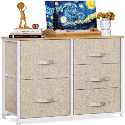 China Modern 5 Drawer Fabric Storage Chest , Tall Dresser Storage Tower for sale