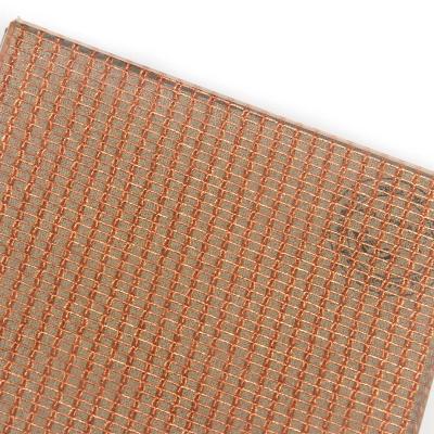 China Plain Weave Decorative Copper Woven Wire Mesh For Glass Laminated for sale